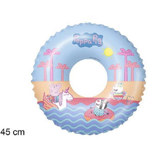 Trade Shop Traesio-ciambella Gonfiabile Peppa Pig Mare Piscina Nuoto Per Bambini Salvagente 45 Cm -
