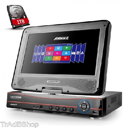 Trade Shop Traesio-dvr Nvr Combo Ahd Videosorveglianza 4 Ch Canali Schermo Lcd 10.1" H.264 -