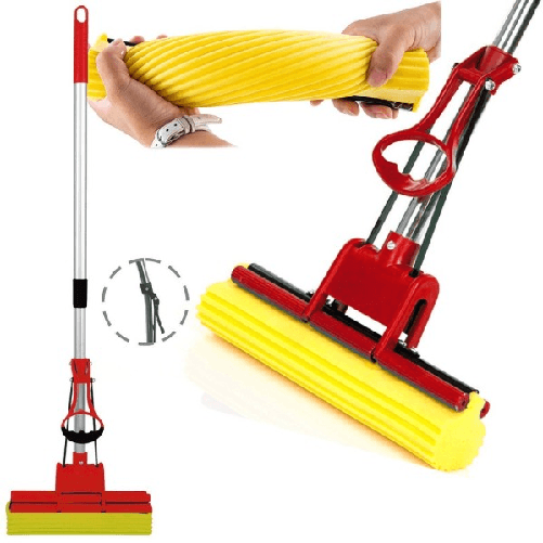Trade Shop Traesio-pva Mocio Mop Scopa Assorbente Con Manico Telescopico Lava Strizza Asciuga -
