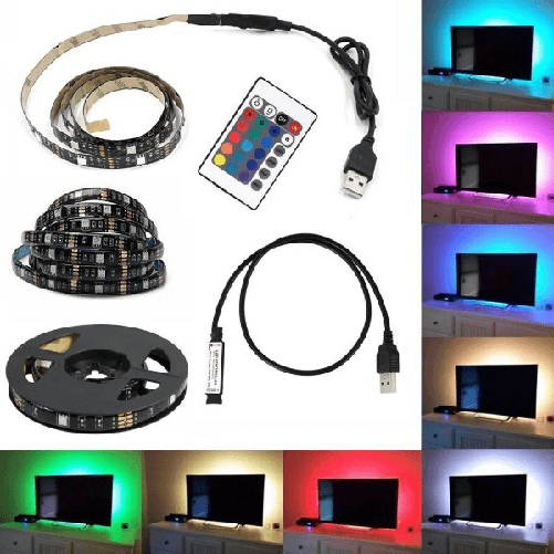 Trade Shop Traesio-kit Tv Striscia Strip Led Usb Rgb 5v Per Retroilluminazione 2 Mt 3 Mt 5 Mt -