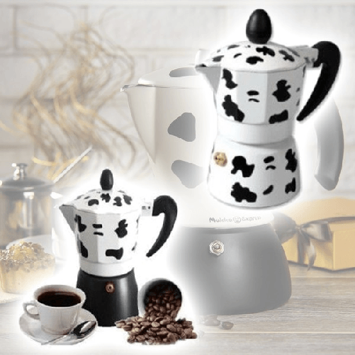 Trade Shop Traesio-caffettiera 3 Tazze Moka Mucca Express Mukka Caffe Espresso 3 Tazze Caffè -