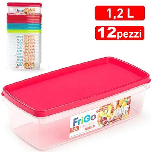 Trade Shop Traesio-set Contenitori In Plastica Da 1,2lt Per Cibo Alimenti Frigorifero Rettangolare -