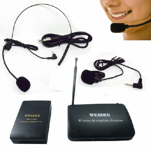 Trade Shop Traesio-microfono Ad Archetto Wireless Senza Fili Con Centralina E Trasmettitore -