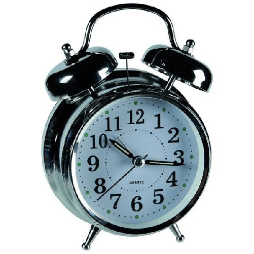 Sveglia In Metallo Cromato Orologio Analogico A Batteria Da Tavolo 18 X 12 Cm -