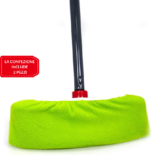Trade Shop Traesio-set 2 Copriscopa In Microfibra Pulizia Cattura Polvere Pavimenti Superfici 31x11 -
