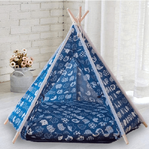 Trade Shop Traesio-lettino Tenda Portatile Per Animali Domestici Gatti Cani Cuscino Blu 60x60x90cm -