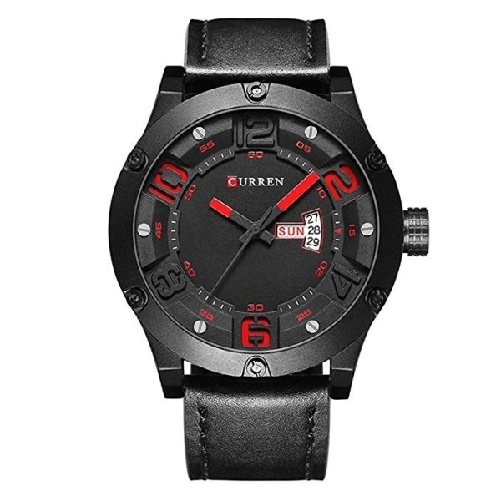 Trade Shop Traesio-orologi Da Uomo Marca Di Qualita' In Vera Pelle Band Curren Quarzo Black8251 -