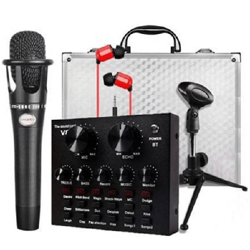 Kit Per Registrazione Audio Con Effetti Sonori Live Scheda E Microfono Supporto -
