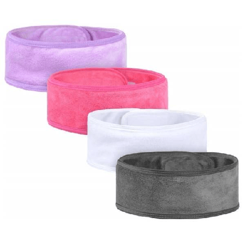 Trade Shop Traesio-set 2pz Fascia Spugna Fermacapelli Fasce Tessuto Doccia Strappo Velcro Make Up Viso -
