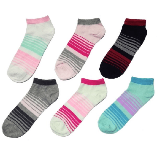 12 Paia Di Calzini A Collo Basso Da Donna Fantasmini In Cotone Fasce Laterali -