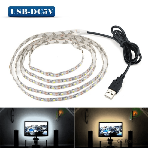 Strip Led Gialla Striscia 90cm Con Attacco Usb Per Retroilluminazione Televisore -