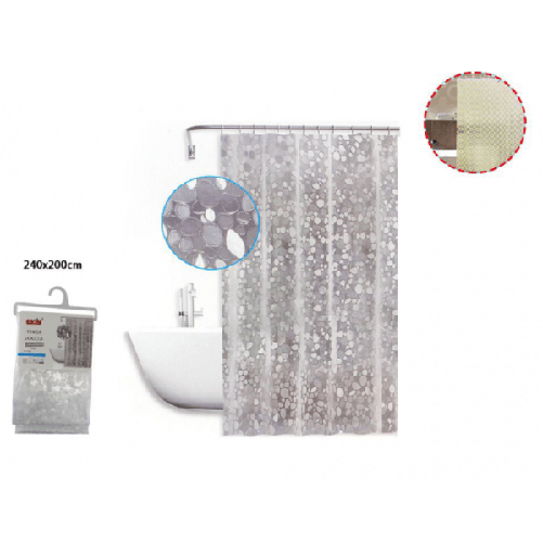 Cleafe-tenda Doccia Vasca Antimuffa Impermeabile Bianca Con Sassolini 240 X 200cm 59526 -