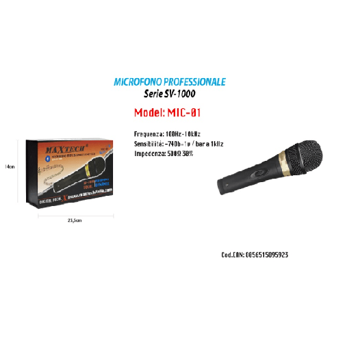Microfono Con Cavo Karaoke Feste Dinamico 3.2 Mt Xlr-jack On/off Mic-01 Fm-868 -