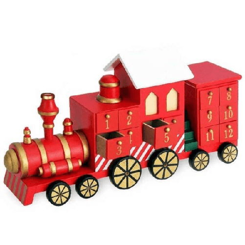 Trade Shop Traesio-calendario Avvento Trenino Di Natale In Legno 24 Cassetti Decorazioni Natalizie -