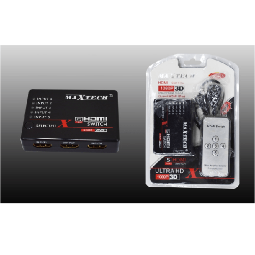 Switch Hdmi 3d 1.3 5 Ingressi 1080p Con Telecomando Per Tv Ps3 Xbox Maxtech Dk-305 -
