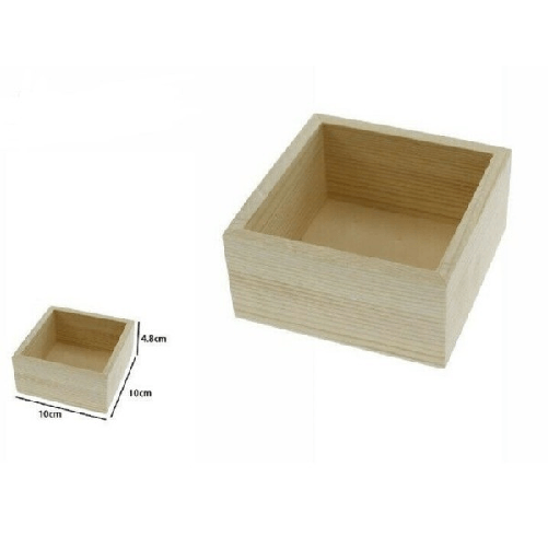 Set 2 Pz Box Scatola Scatole In Legno Naturale 10 X 10 X 4.8 Cm Decoupage 71197 -