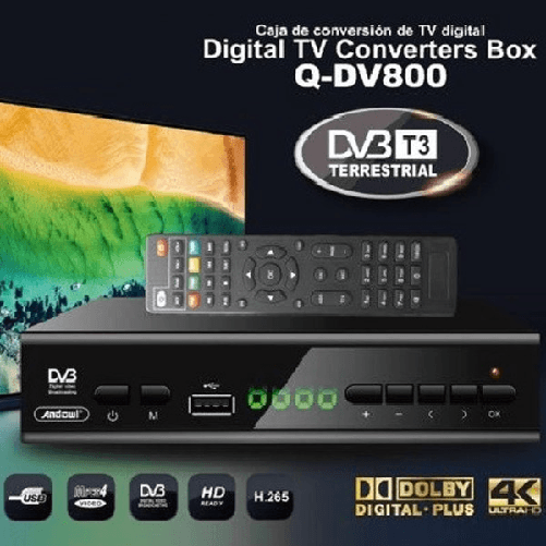 Decoder Digitale Terrestre Dvb T3 Hd 4k Dolby H.265 Usb Scart Lan Q-dv800 -