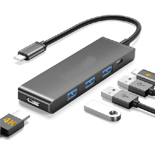 Hub Usb Type-c 5 In 1 Hdmi 4k Compatibile Con Thunderbolt 3 Multifunzione Q-hu90 -