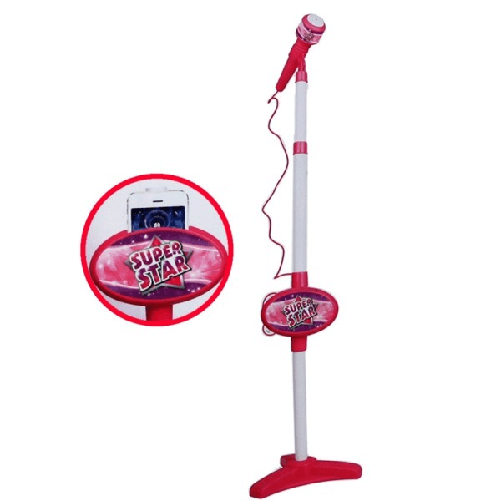 Microfono Giocattolo Con Asta Luci Ed Effetti Collegamento Per Lettore Musicale -