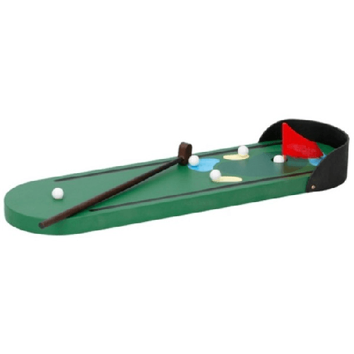 Set Mini Golf Gioco Da Tavolo Scrivania In Legno Con Mazza E Palline 32x9x3cm -