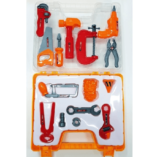 Trade Shop Traesio-valigetta Set 15 Pezzi Attrezzi Da Lavoro Trapano Sega Crick Pinza Morsetto -