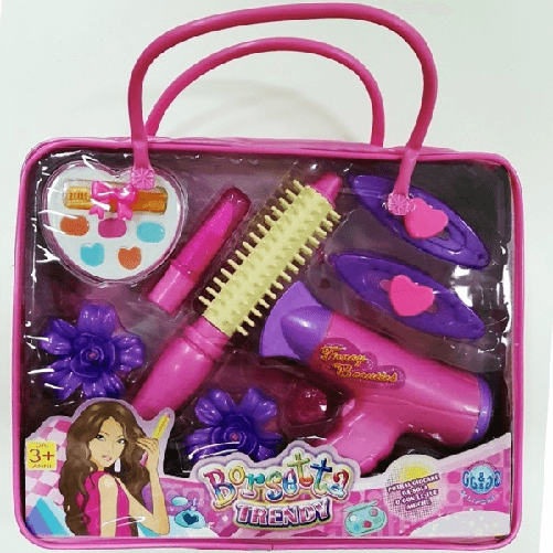 Trade Shop Traesio-borsetta Trendy Beauty Phon Ferro Spazzola Mollette Trucco Finto Gioco Bambine -