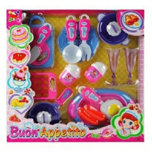 Trade Shop Traesio-buon Appetito Set Accessori Cucina Cibo Utensili Giocattolo Gioco Bambini -