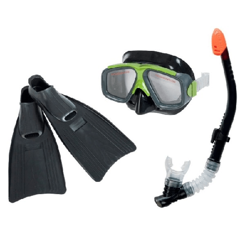 Set Maschera Boccaio Pinne Per Immersioni Snorkeling Sub Mare Piscina Nero -