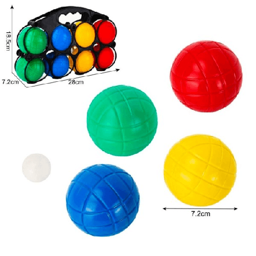 Set Bocce Gioco Da Spiaggia Divertente 28x18.5cm 8 Bocce Colorate Più Pallina -