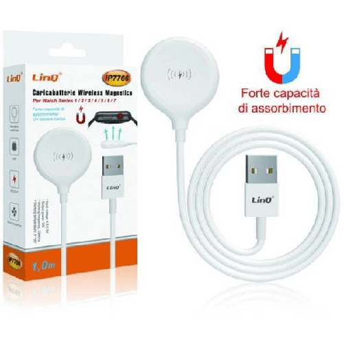 Linq-caricabatterie Wireless Magnetico Per Watch Potenza 3w Cavo Usb 1 Metro Ip7766 -