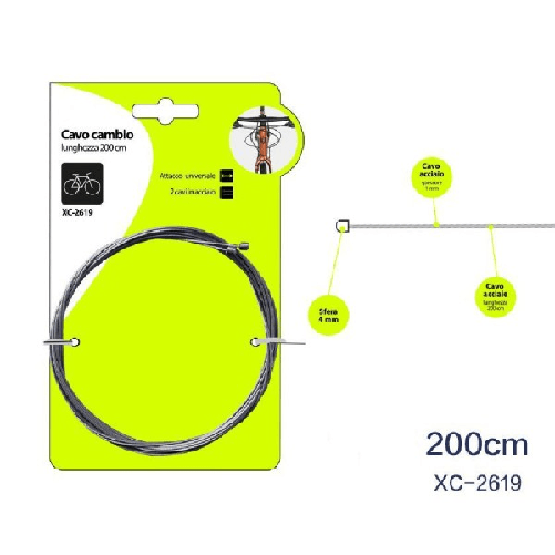 Wisdom-set 2 Pezzi Cavo Cavi Universali In Acciaio Per Cambio Bicicletta 200 Cm Xc-2619 -