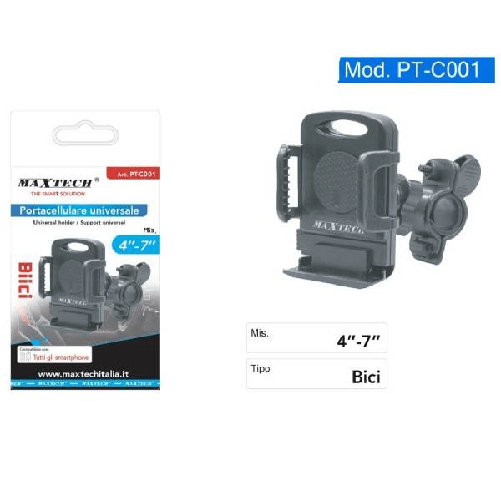 Maxtech-portacellulare Universale Maxtech Pt-c001 Per Bicicletta Bici Moto Ipad Navigatore -