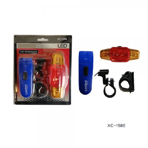 Wisdom-set Luce Bici Bicicletta Frontale Torcia Led Posteriore Sicurezza Ganci Xc-1586 -