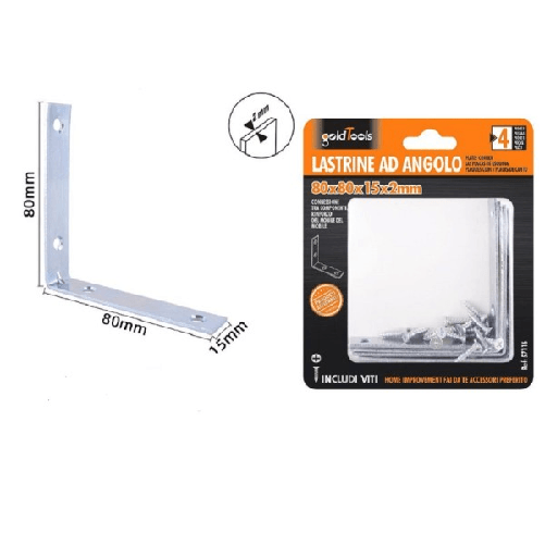 Kaela-set 4pz Lastrine Ad Angolo Lastrina Angolare 80x80x15x2mm Con Viti Mobili 57116 -