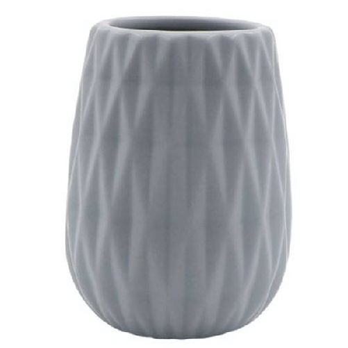 Bicchiere Porta Spazzolini Colore Grigio Lavorato Accessori Arredo Bagno 79951 -