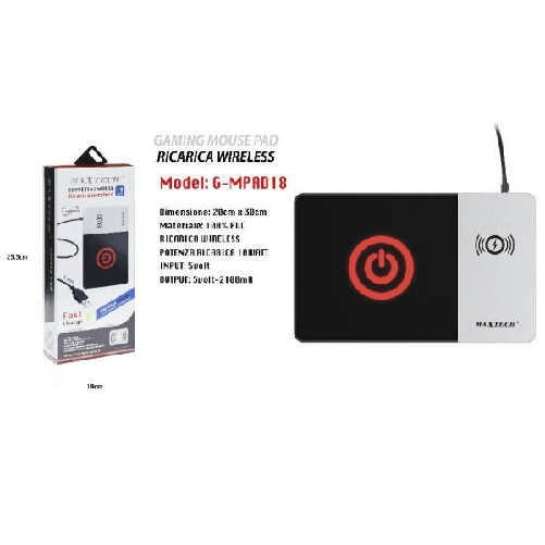 Maxtech-tappetino Mouse Con Caricabatterie Wireless 10w Mouse Pad Maxtech G-mpad18 -