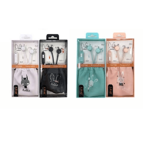 Auricolari Cuffie Stereo Con Microfono Jack 3,5mm Colorate Rabbit Coniglio S9706 -