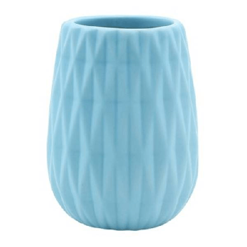 Cleafe-bicchiere Porta Spazzolini Colore Azzurro Lavorato Accessori Arredo Bagno 79943 -