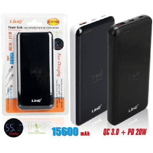 Power Bank Batteria Esterna Ricarica Veloce Wireless 15600mah Caricabatteria Qc-w15600 -