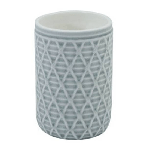 Cleafe-bicchiere Porta Spazzolini Grigio Con Effetto Rete Accessorio Bagno Arredo 79279 -