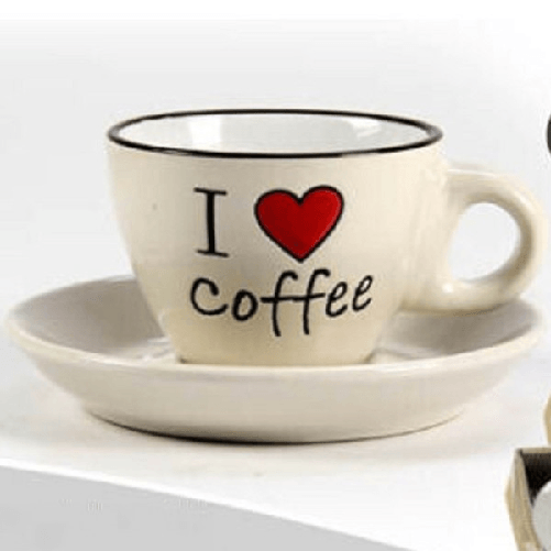 Set 6pz Tazzine Tazza + Piattino 80ml Caffè Classico Moderno Colori Ass 668715 -