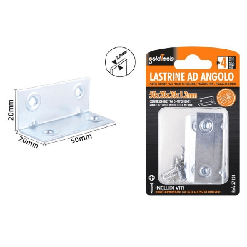 Kaela-set 4 Pz Lastrine Lastrina Ad Angolo Angolare 50x20x20x1.2 Mm Viti Mobili 57128 -
