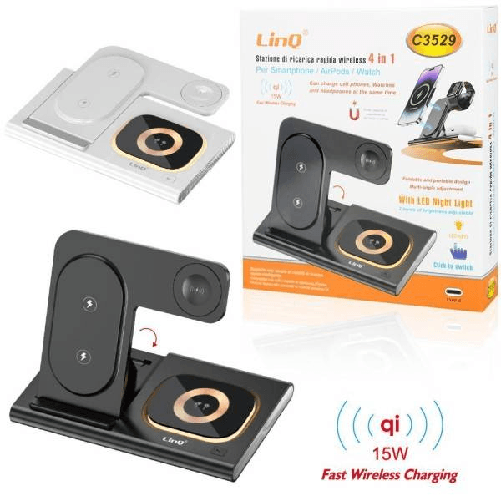Linq-stazione Di Ricarica Wireless Veloce 4in1 15w Per Smartphone Iphone Watch C3529 -