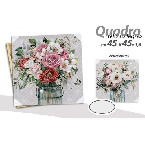 Quadro Quadretto Decorativo 45 X 45 X 1,8cm Tela Su Legno Deluxe 2 Decori 831997 -