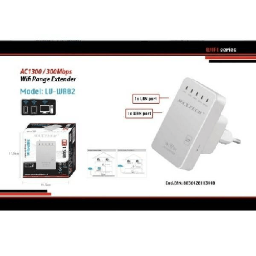 Maxtech-ripetitore Segnale Wireless Wifi Amplificatore Range Extender Lan Maxtech Lv-wr02 -