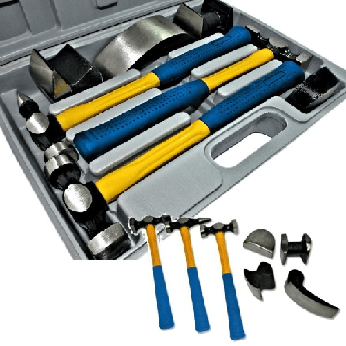 Kit Accessori X Carrozziere Carrozzerie Attrezzi 4 Tassi 3 Martelli In Valigia -