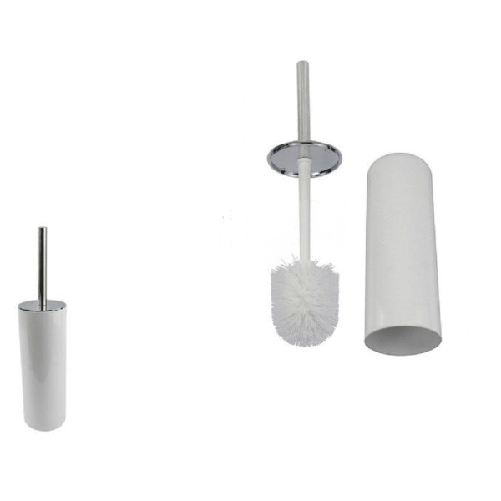 Portascopino Porta Scopino Con Scopettino Wc Bagno Water Bianco Silver 69481 -
