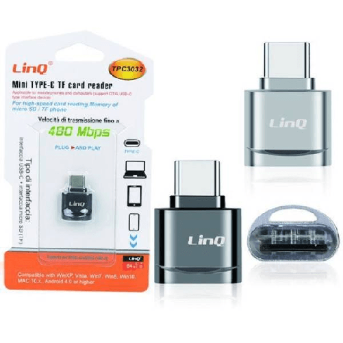 Mini Adattatore Lettore Schede Otg Micro Sd Tf + Type-c Velocità 480mbps Tpc3032 -