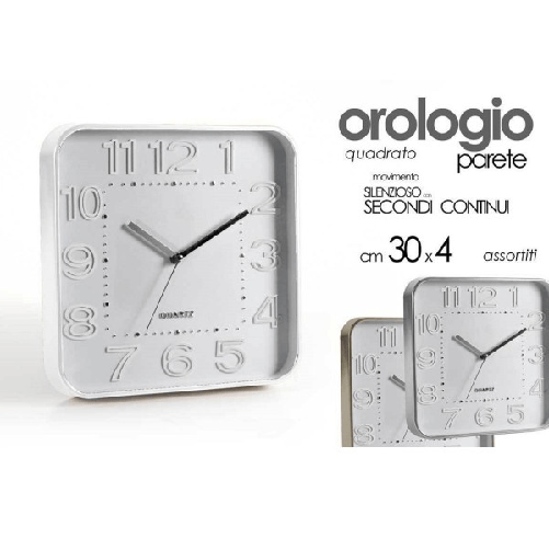 Kaela-orologio 30x4cm Da Parete Quadrato Classico Moderno Silenzioso Colori Ass 684142 -