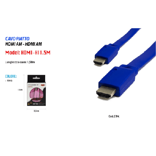 Cavo Hdmi 1.5 Mt Full Hd 1080p 1600p Piatto 24k Maxtech Audio Video Hdmi-hi1.5m -